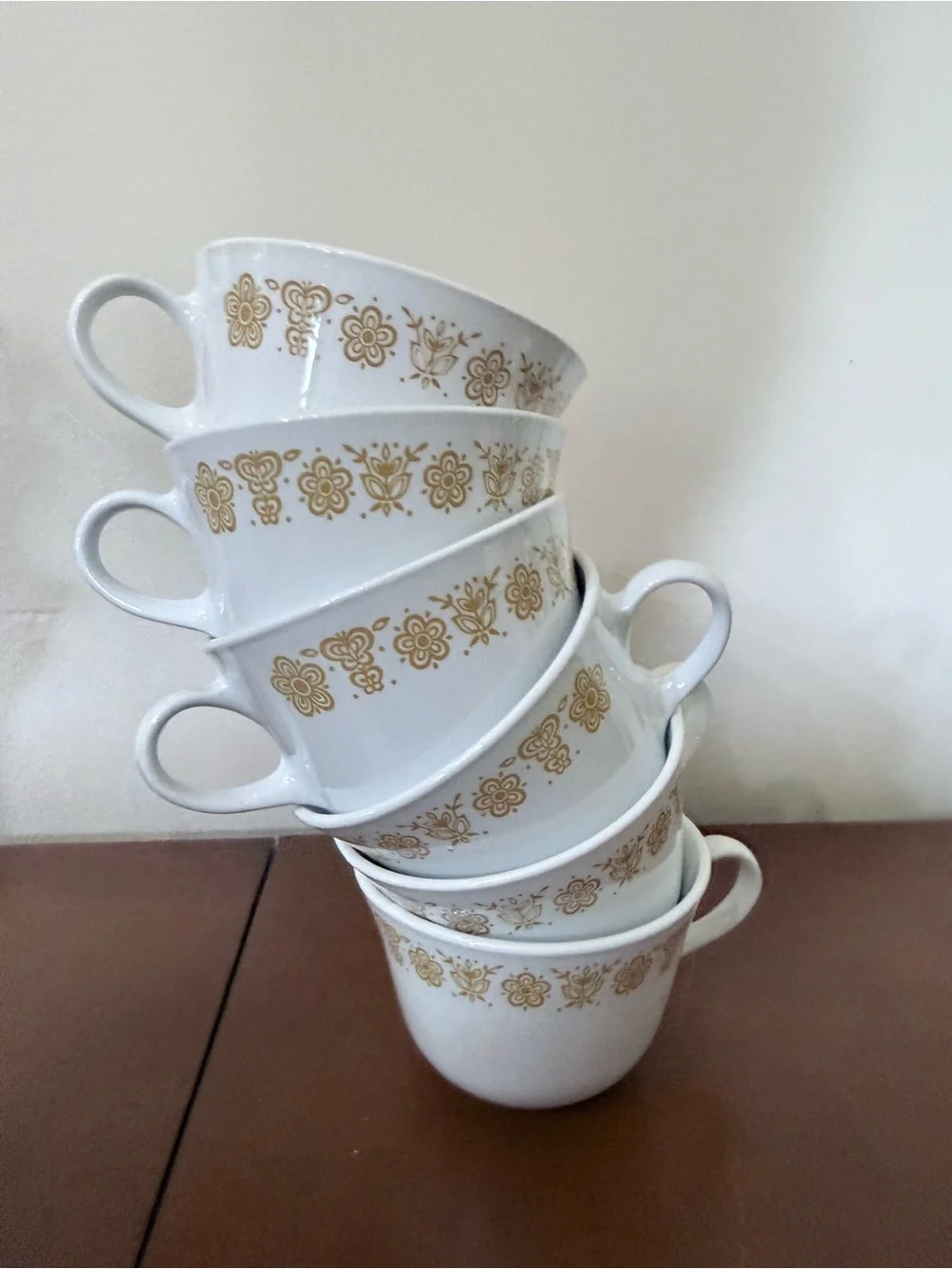 Vintage Butterfly Gold Corelle Livingware By Corning Set of 6 Cups Mugs Tea